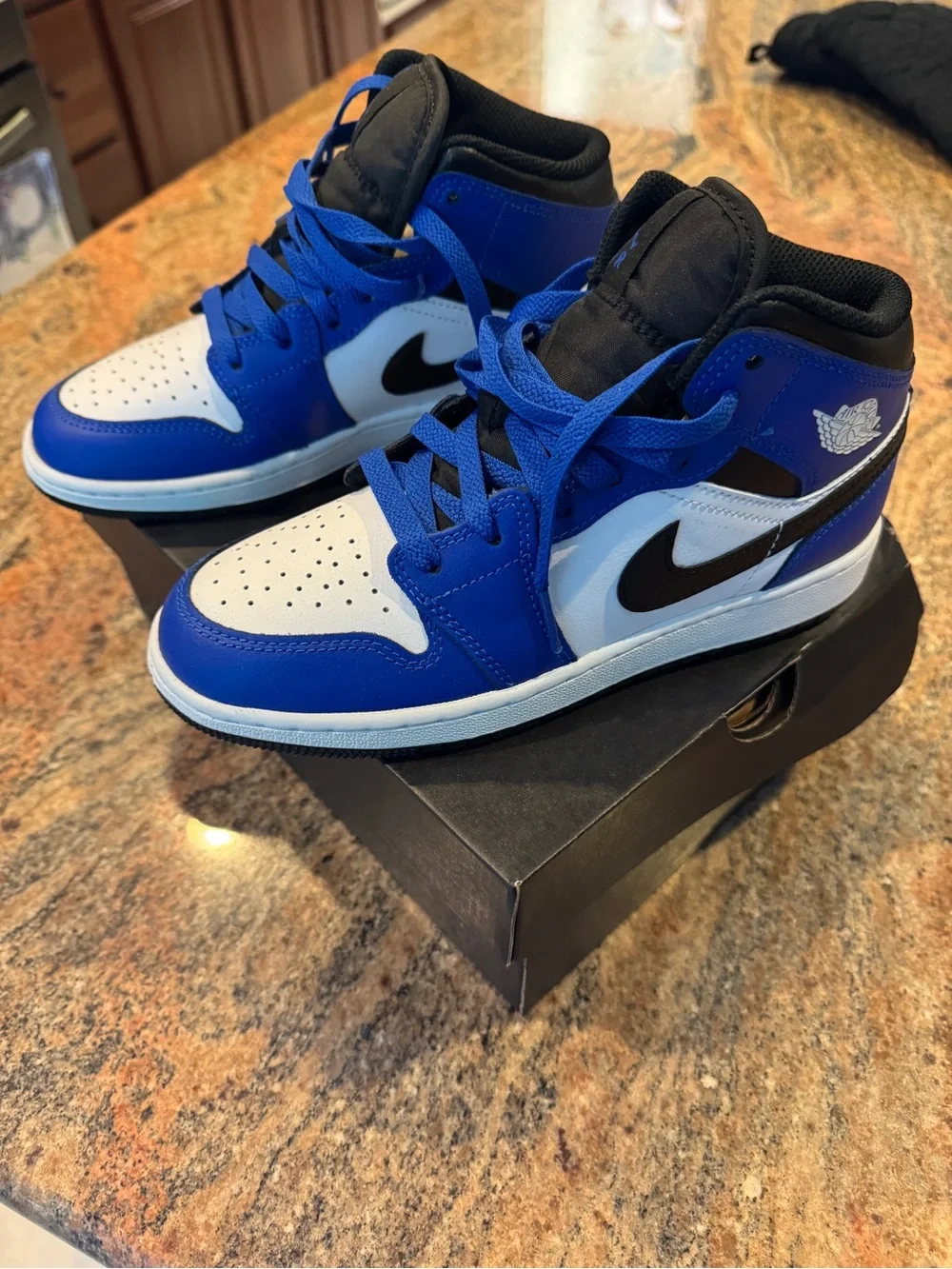 Nike Kids Blue White and Black High-Top Sneakers